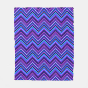 Blue and purple zigzag stripes fleece blanket