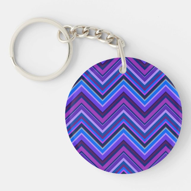 Blue and purple zigzag stripes key ring (Front)