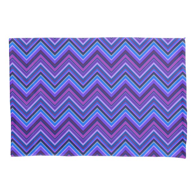 Blue and purple zigzag stripes pillowcase (Front)