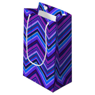 Blue and purple zigzag stripes small gift bag