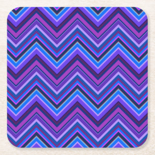 Blue and purple zigzag stripes square paper coaster