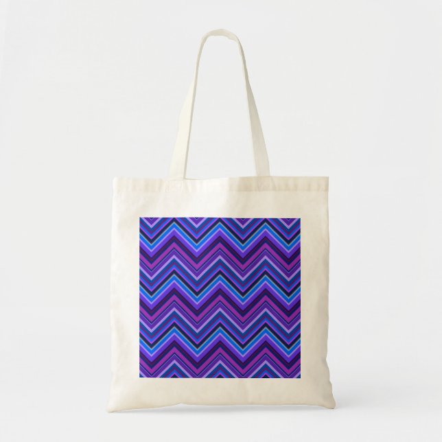 Blue and purple zigzag stripes tote bag (Front)