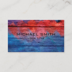 Blue and Red Acrylic Painting on Wood #2 Business Card
