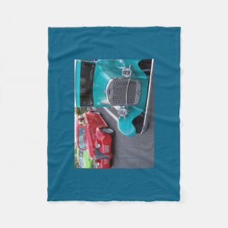 Blue and Red Antique Cars Fleece Blanket