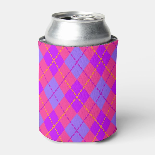 Blue and Red Argyle Can Cooler (Can Front)