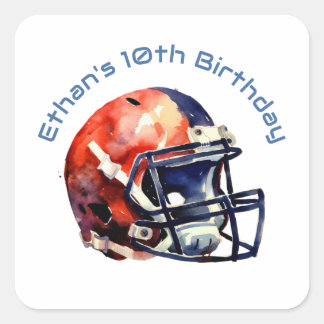 Blue and Red Baseball Typography Square Sticker