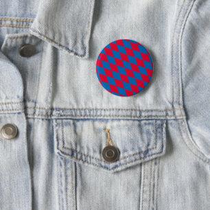 Blue and Red Bavaria Diamond Flag Pattern 6 Cm Round Badge