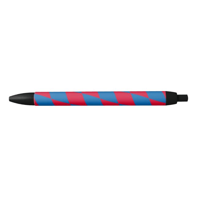 Blue and Red Bavaria Diamond Flag Pattern Black Ink Pen (Front)