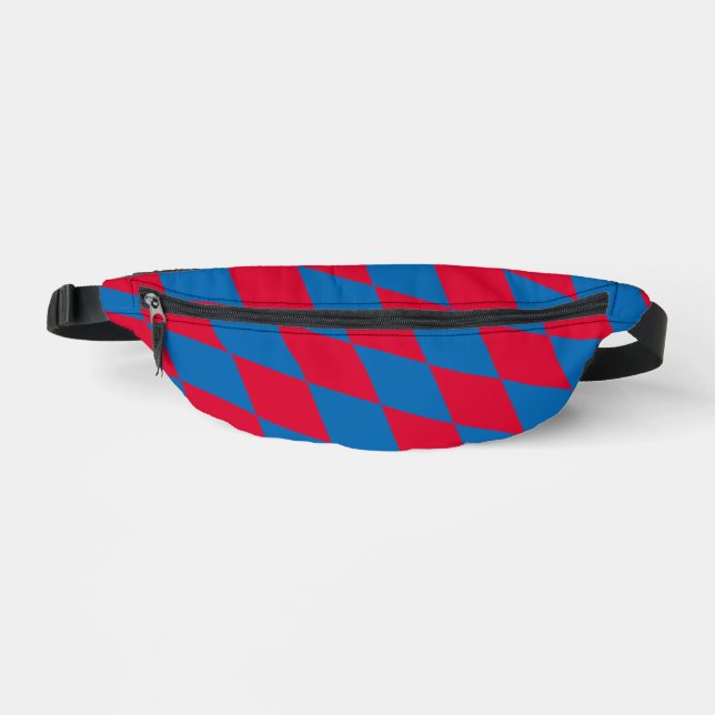 Blue and Red Bavaria Diamond Flag Pattern Bum Bags (Front)
