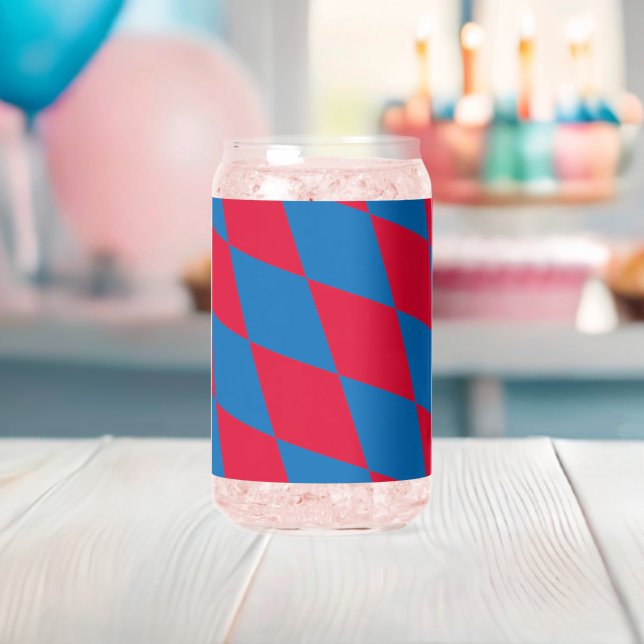 Blue and Red Bavaria Diamond Flag Pattern Can Glass (Insitu (Baby Shower))