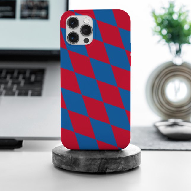 Blue and Red Bavaria Diamond Flag Pattern Case-Mate iPhone Case (Creator Uploaded)