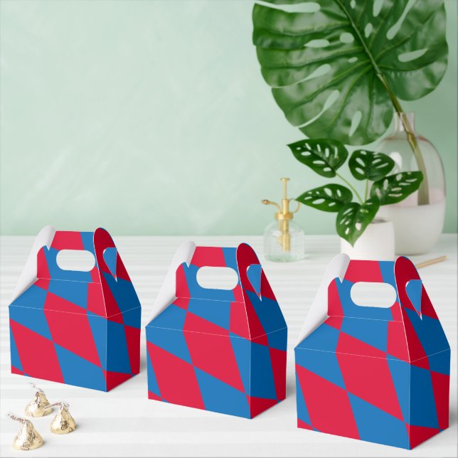 Blue and Red Bavaria Diamond Flag Pattern Favour Box (Multiple)