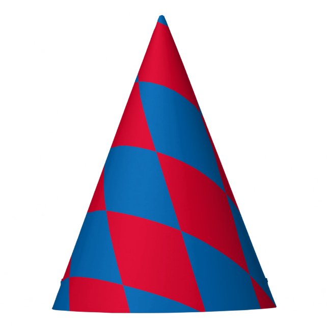 Blue and Red Bavaria Diamond Flag Pattern Party Hat (Front)