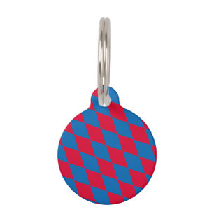 Blue and Red Bavaria Diamond Flag Pattern Pet Tag