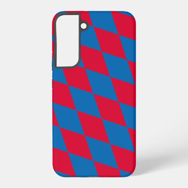 Blue and Red Bavaria Diamond Flag Pattern Samsung Galaxy S22+ Case (Back)