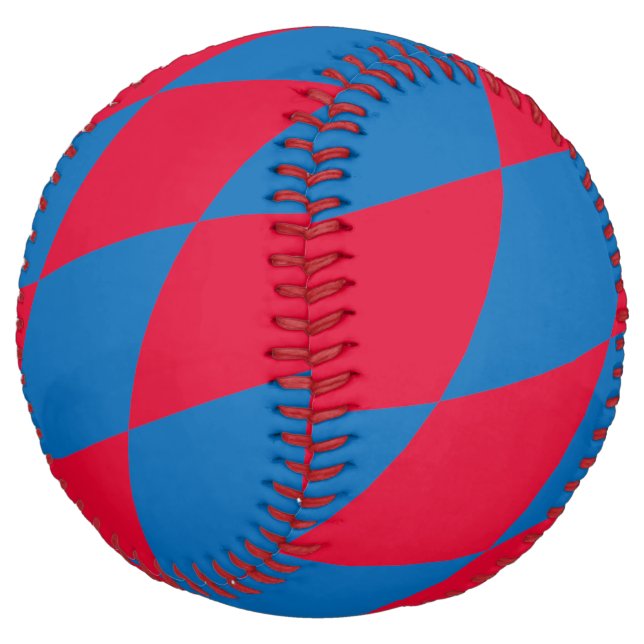 Blue and Red Bavaria Diamond Flag Pattern Softball (Angled)