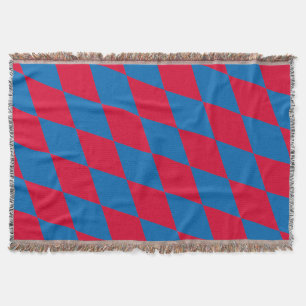 Blue and Red Bavaria Diamond Flag Pattern Throw Blanket