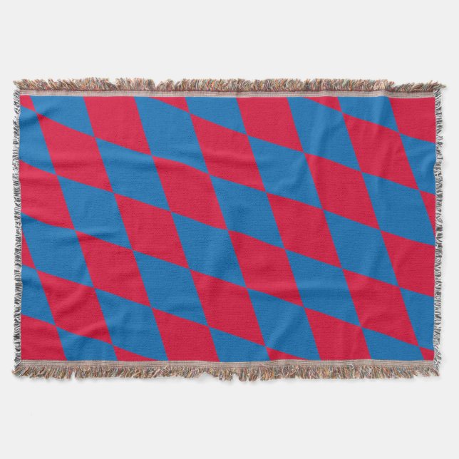 Blue and Red Bavaria Diamond Flag Pattern Throw Blanket (Front)