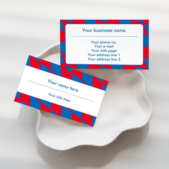 Blue and Red Bavarian Diamond Flag Pattern Business Card (Creator Uploaded)