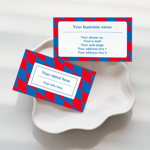 Blue and Red Bavarian Diamond Flag Pattern Business Card