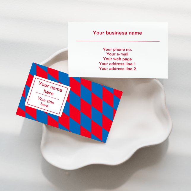 Blue and Red Bavarian Diamond Flag Pattern Business Card (Creator Uploaded)