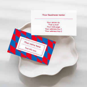 Blue and Red Bavarian Diamond Flag Pattern Business Card
