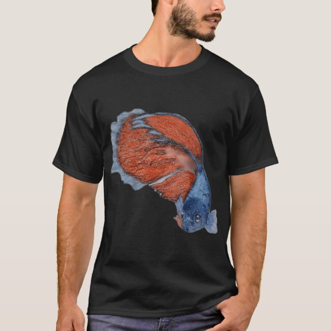 Blue And Red Betta Fish T-Shirt (Front)