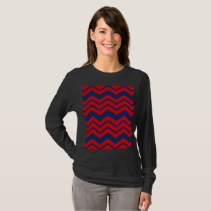 Blue and Red Chevron Pattern Design  T-Shirt