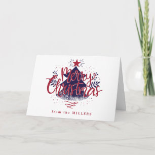 Blue and red Christmas non photo Holiday Card