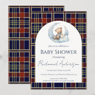 Blue and red Classic Plaid Boy Baby shower Invitation