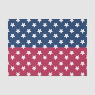 Blue And Red Colour Block With White Stars Tissue Paper