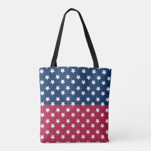 Blue And Red Colour Block With White Stars  Tote Bag