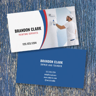 Blue and Red Curved Divider Painter Photo Painting Business Card