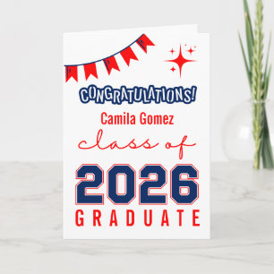 Blue and Red Custom Message Grad Card