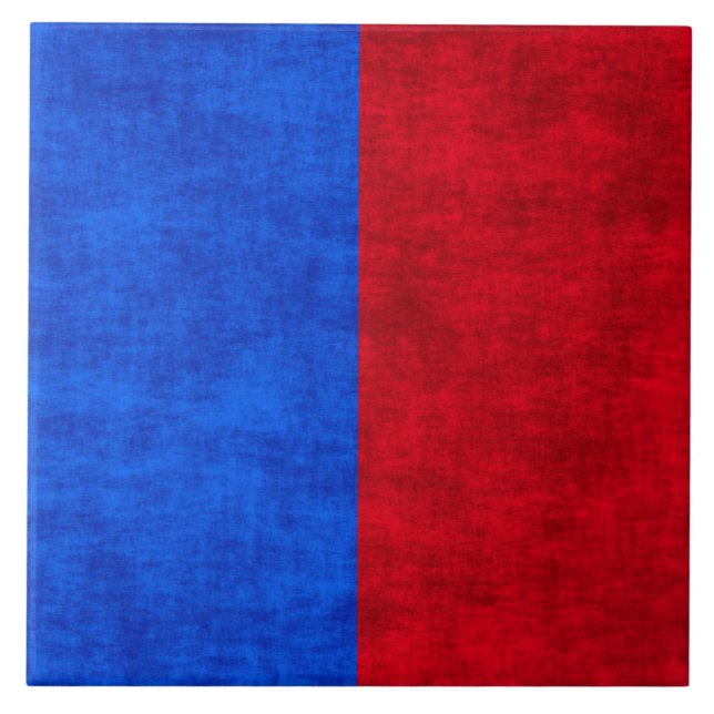Blue and Red Distressed Two-Tone Pattern Tile (Front)