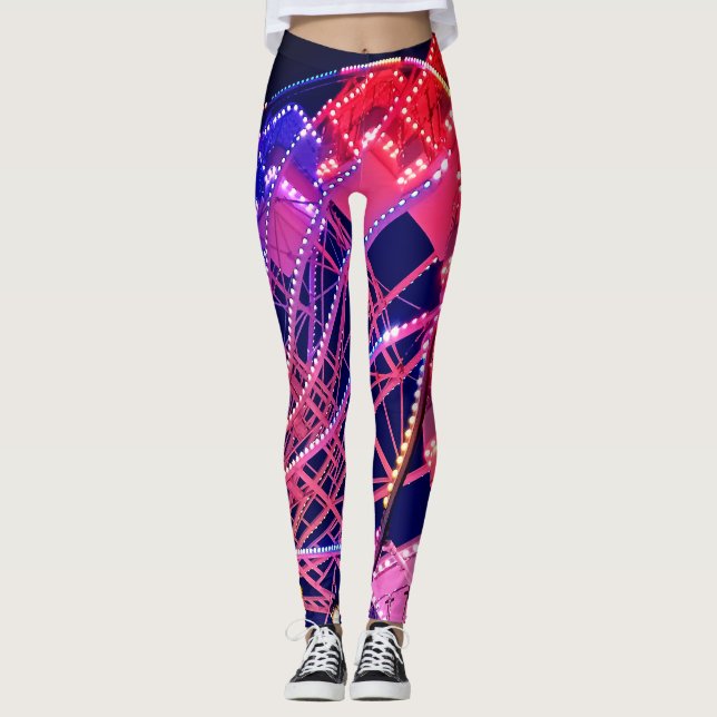 Blue and red Ferris wheel Leggings (Front)