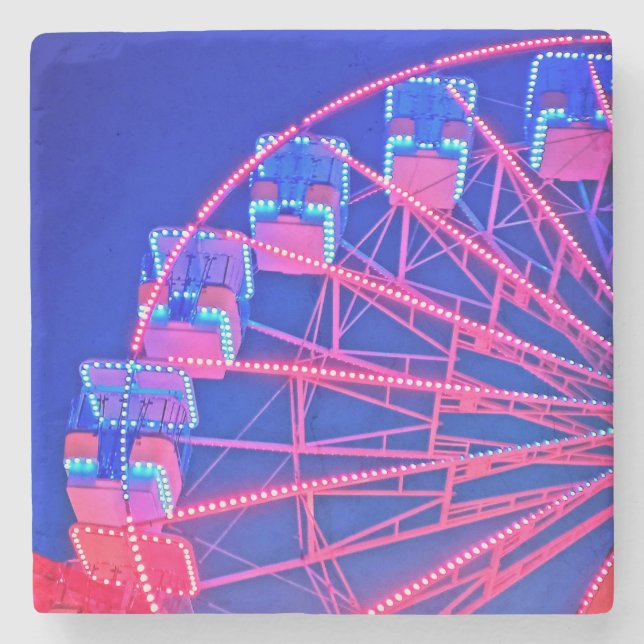 Blue and red Ferris wheel  Stone Coaster (Front)