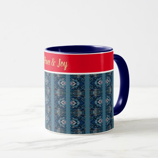 Blue and Red Festive Mug by Poet Adiela Akoo (Front Right)
