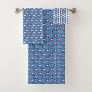 Blue and red Fish Bath Towel Set