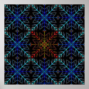 Blue and Red Flakes 36x36 Poster