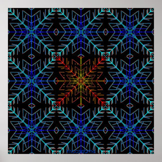 Blue and Red Flakes 36x36 Poster