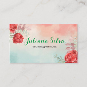 Blue and Red Floral Company Business Card