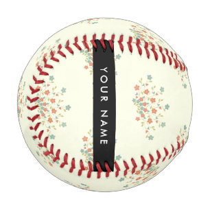 Blue and Red Flowers, Black, Your Name Baseball