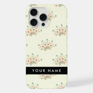 Blue and Red Flowers, Black, Your Name iPhone 15 Pro Max Case