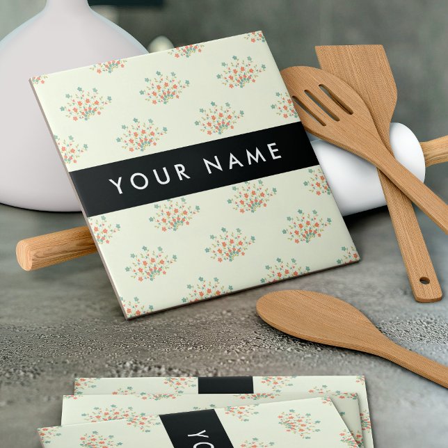 Blue and Red Flowers, Black, Your Name Tile (Creator Uploaded)