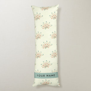 Blue and Red Flowers, Blue, Your Name Body Cushion