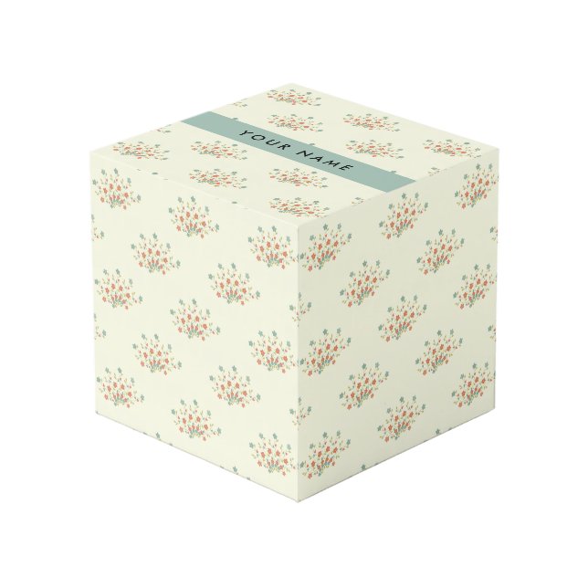 Blue and Red Flowers, Blue, Your Name Cube (Front Angled)
