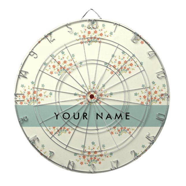 Blue and Red Flowers, Blue, Your Name Dartboard (Front)