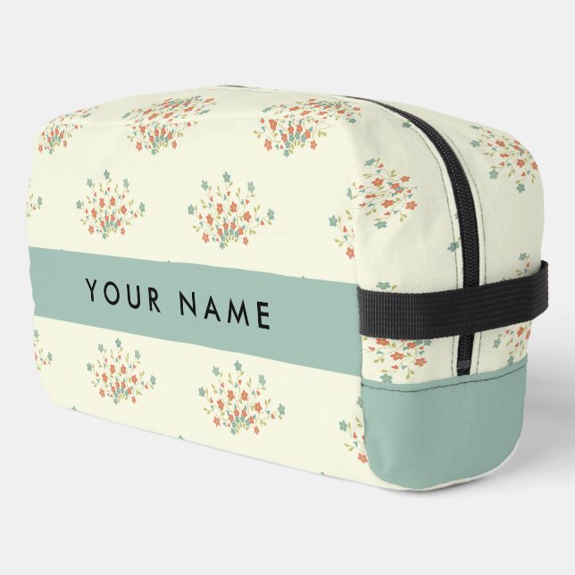 Blue and Red Flowers, Blue, Your Name Dopp Kit (Left Corner)
