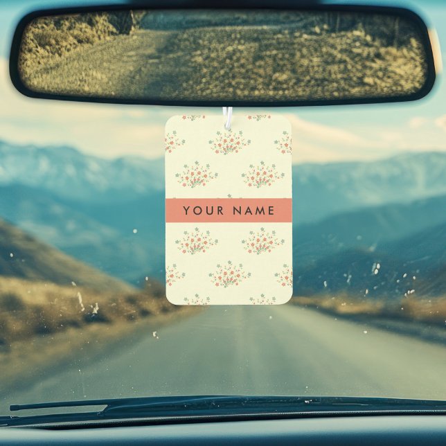 Blue and Red Flowers, Red, Your Name Car Air Freshener (Creator Uploaded)